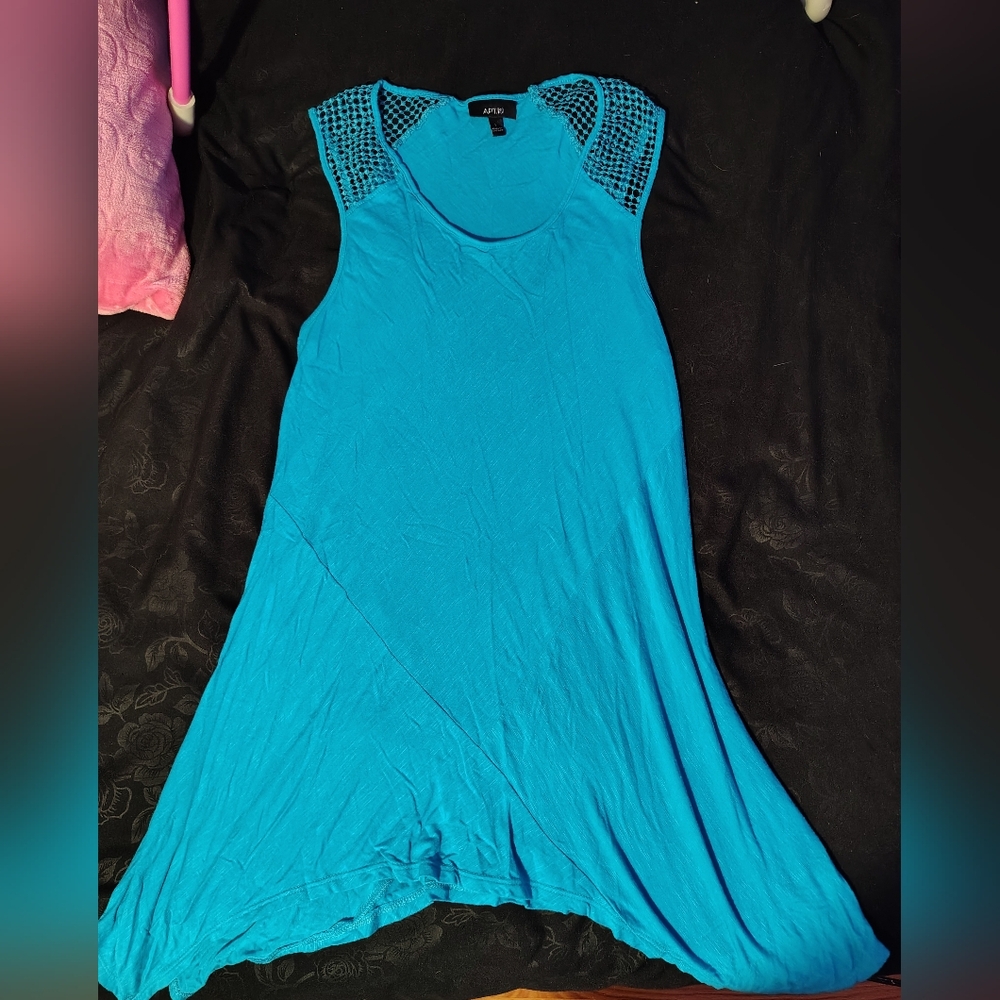 APT.9 Turquoise Top with Mesh Accents